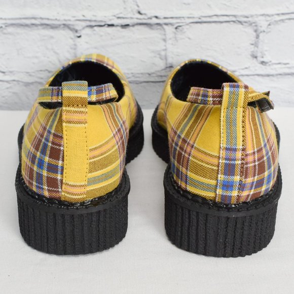 NEW IN BOX T.U.K. Footwear Yellow Plaid Pointed Ballet Creeper - Picture 5 of 8